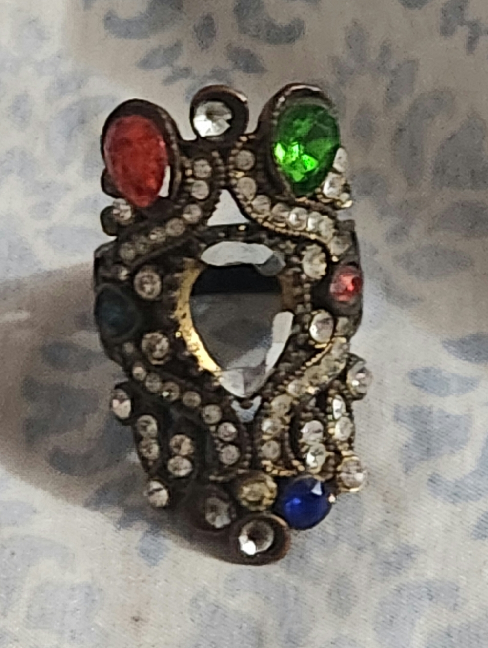 Multicolor Crystal Vintage-Style Statement Cocktail Size 9 Ring